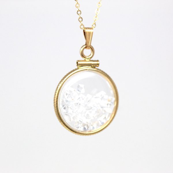 White Topaz Shaker Locket - Handcrafted Modern 14k Yellow Gold Filled Clear Pendant - Genuine Gemstones 2.5 CTW Colorless Square Cut Jewelry Hot on Sale