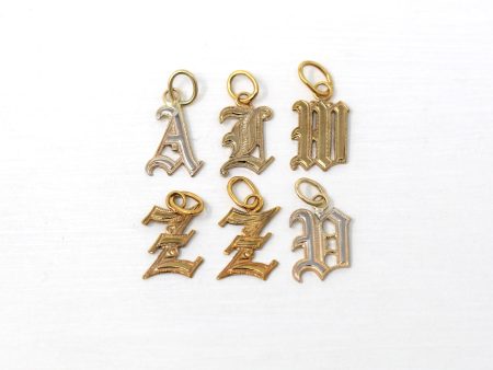 Vintage Letter Charms - Art Deco Gold Filled Initial Old English Style Pendant Necklaces - Vintage Circa 1930s Era Personalized 30s Jewelry Fashion