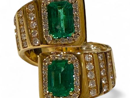 Green Emerald art deco wrap around Ring Supply