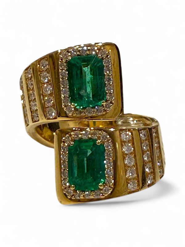 Green Emerald art deco wrap around Ring Supply