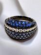 Diamond black rhodium blue sapphire ring Fashion