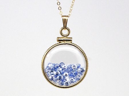 Sapphire Shaker Locket - Handcrafted 14k Yellow Gold Filled Pendant Necklace - Genuine 2.5 CTW Blue Gemstones September Birthstone Jewelry Supply