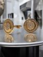 round yellow gold and diamond cufflinks Online now