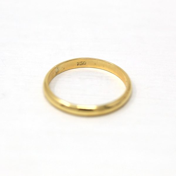 Estate Wedding Band - Vintage 750 18k Yellow Gold Unadorned Simple Plain Ring - Dated  21-07-83  Size 4 3 4 Engraved Letters Fine Jewelry Cheap