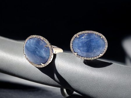 blue and diamond halo cufflinks Fashion