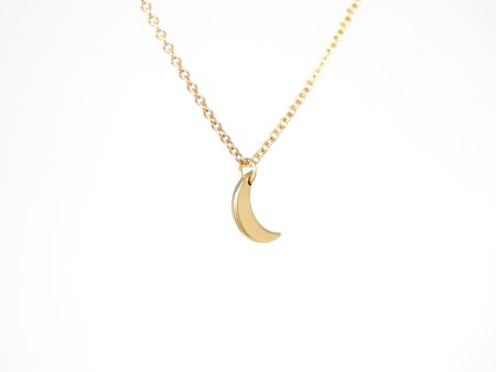 Crescent Moon Necklace - Modern Handcrafted Designer 14k Yellow Gold Pendant - Celestial Dainty Fine Jewelry Online now