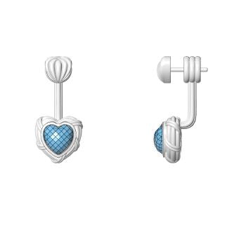 Fantasies Heart Push Pin Drop Earrings in sterling silver with blue topaz Online Sale