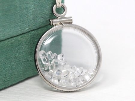 White Topaz Shaker Locket - MJV Handcrafted Sterling Silver Genuine Gems Clear New Pendant - 1.5 CTW Square Round Colorless Gemstone Jewelry Online now