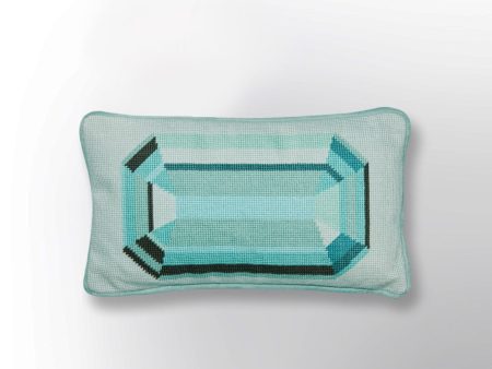 Mini Blue Emerald Embroidered Needlepoint Pillow Online now