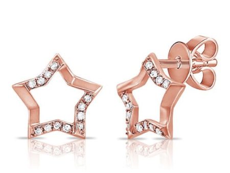 DIAMOND ROSE GOLD STAR STUD EARRINGS For Cheap