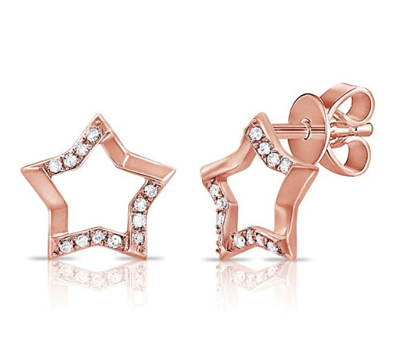 DIAMOND ROSE GOLD STAR STUD EARRINGS For Cheap