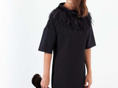 Ostrich Plume Dress in Black Hot on Sale