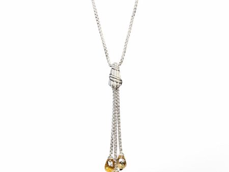 Cascade Briolette Dangle Pendant Necklace in sterling silver with citrine Online Sale