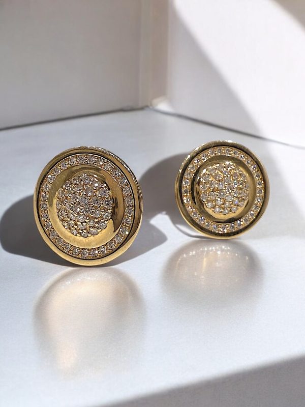 round yellow gold and diamond cufflinks Online now