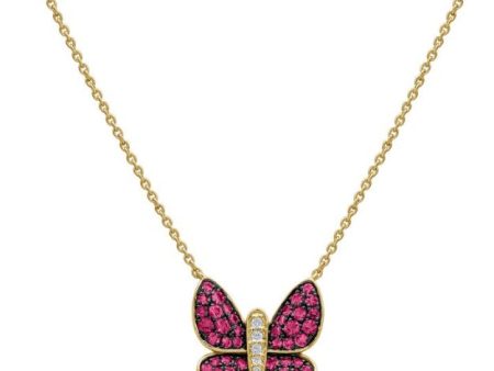 Pink Sapphire  Butterfly Necklace Cheap