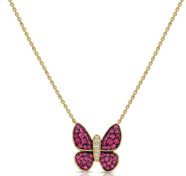 Pink Sapphire  Butterfly Necklace Cheap