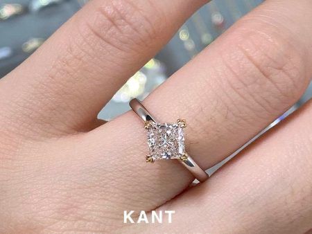 IGI Lab diamond Princess cut 0.9ct kite set two tone setting ring Cheap