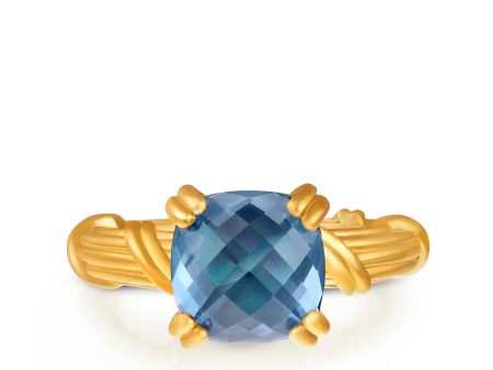 Fantasies London Blue Topaz Cocktail Ring in 18K yellow gold Online now