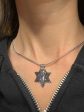 Black diamond and Star of David necklace with blue sapphire Israel map Sale