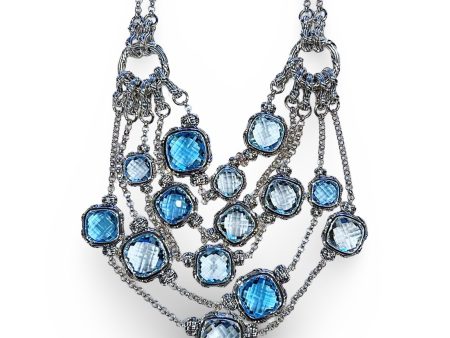 Fantasies Blue Topaz Layered Statement Collar Necklace in sterling silver For Discount