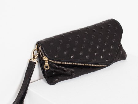 Roxanne Leather Clutch in Black Online now