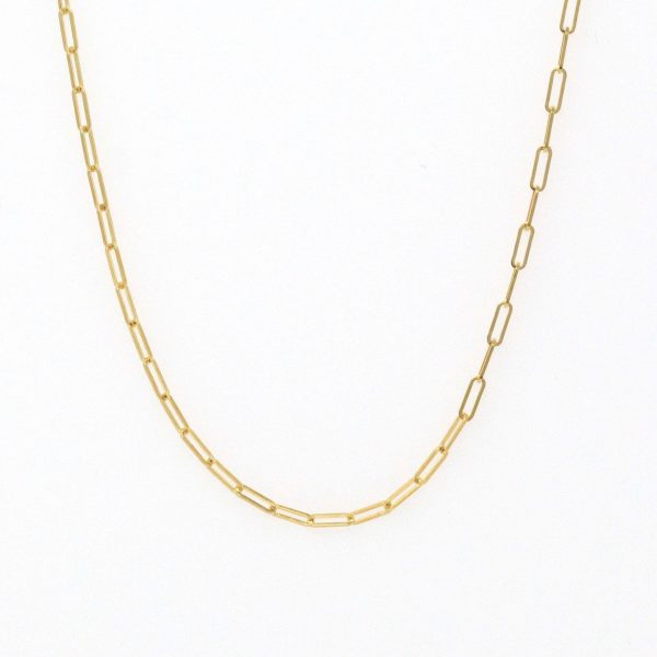 14k Yellow Gold Paperclip Chain - Art Deco Style 18 Inch High Polished Dainty Link Fine Jewelry - 1.5 mm Lobster Claw Clasp Necklace Supply Cheap