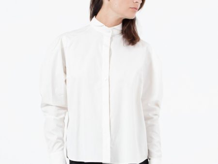 Trim Collar Poplin Blouse in Off White Sale