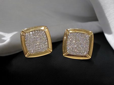 diamond and yellow gold cufflink squares Supply