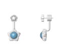 Fantasies Flower Push Pin Drop Earrings in sterling silver with blue topaz For Discount