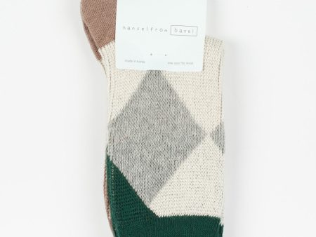 Quin Argyle Crew in Brown Online Sale