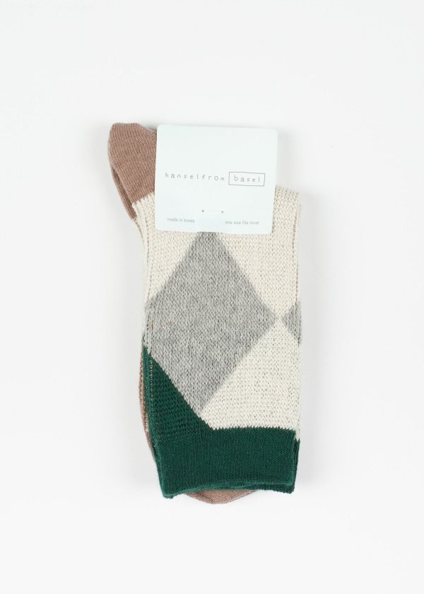 Quin Argyle Crew in Brown Online Sale