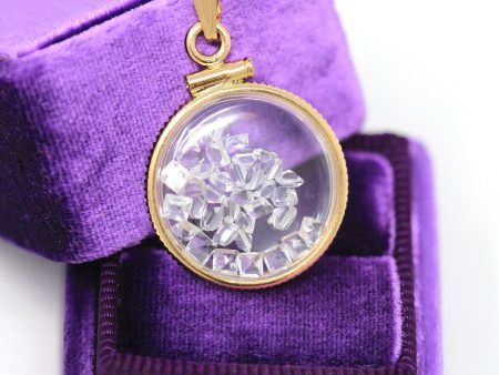 White Topaz Shaker Locket - Handcrafted Modern 14k Yellow Gold Filled Clear Pendant - Genuine Gemstones 2.5 CTW Colorless Square Cut Jewelry Hot on Sale