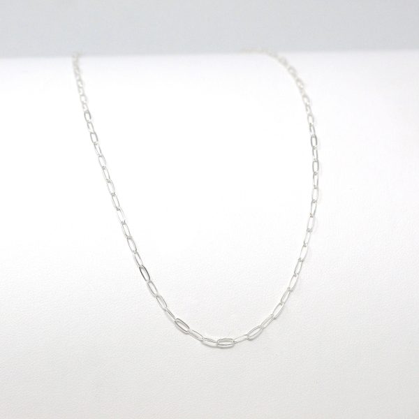 18 Inch Paperclip Chain - Sterling Silver Drawn Flat Cable Bright Finish Necklace - 2 mm Spring Ring Clasp Layer Fashion Accessory Jewelry Sale