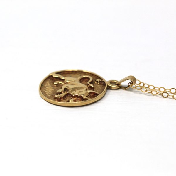 Vintage Taurus Charm - Retro 14k Yellow Gold Bull Astrological Sign Necklace Pendant - Circa 1970s Zodiac Celestial Earth Element Jewelry on Sale